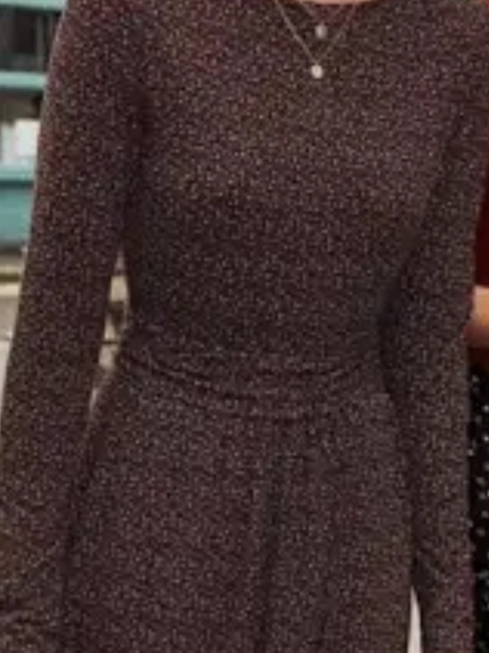 Boden Dark Brown Micro-Dot Print Long Sleeve Midi Dress - Picture 13 of 13